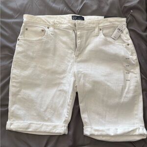 GAP White Rolled-Cuff Denim Shorts